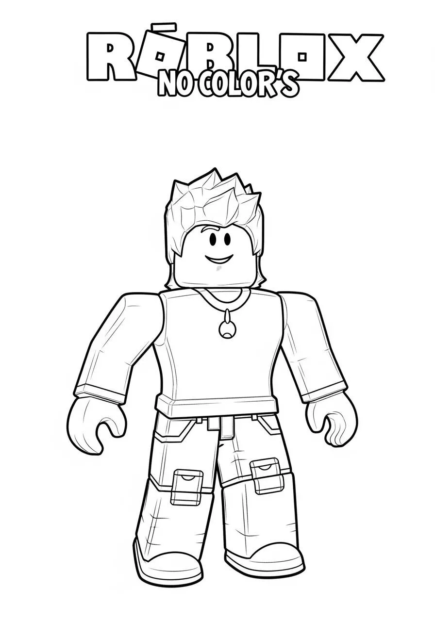 Desenho de Roblox Personagem com Cabelo Estiloso para Colorir