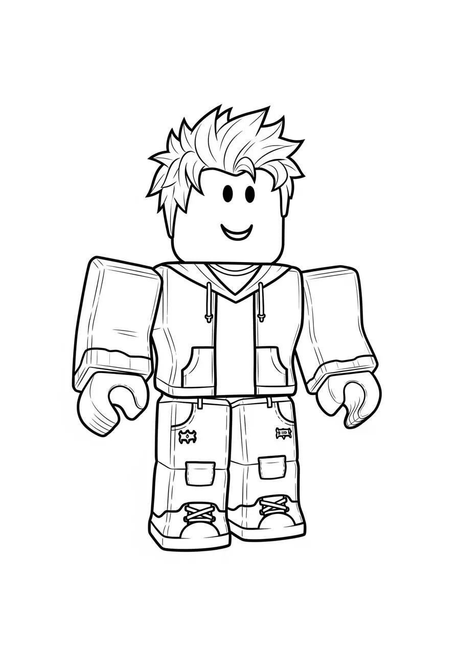 Desenho de Roblox Menino com Cabelo Loiro e Roupa Casual para Colorir
