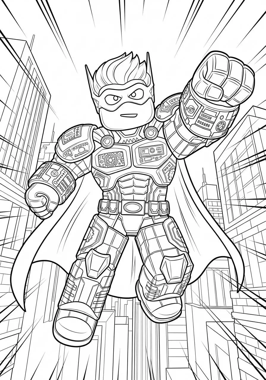 Desenho de Roblox Super Herói em Ação para Colorir