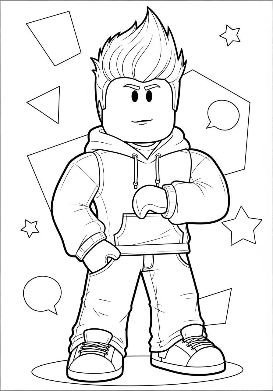 Desenho de Roblox Menino com Cabelo Estiloso para Colorir