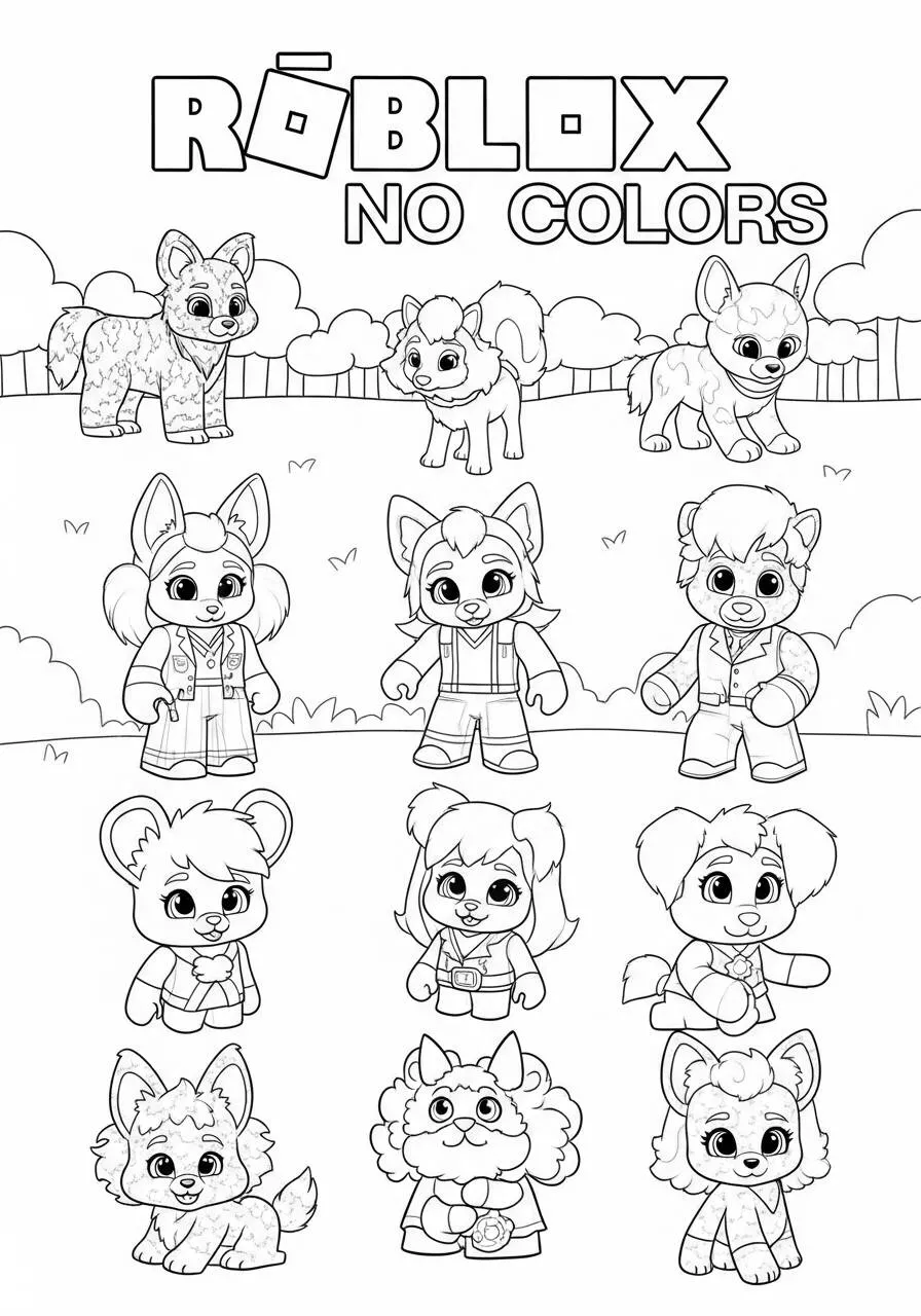 Desenho de Roblox Animais Fofos para Colorir