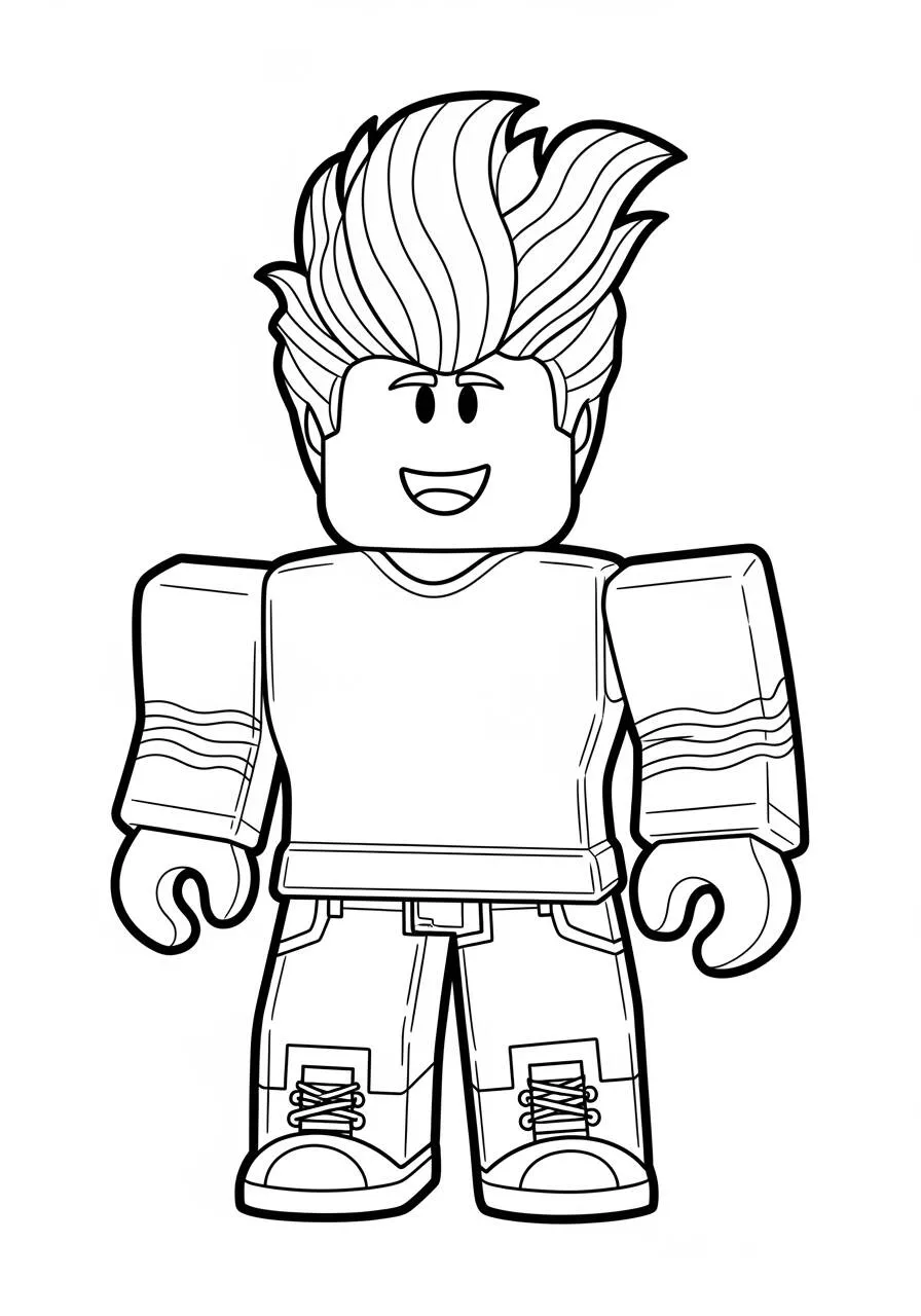 Desenho de Roblox Menino com Cabelo Estiloso para Colorir