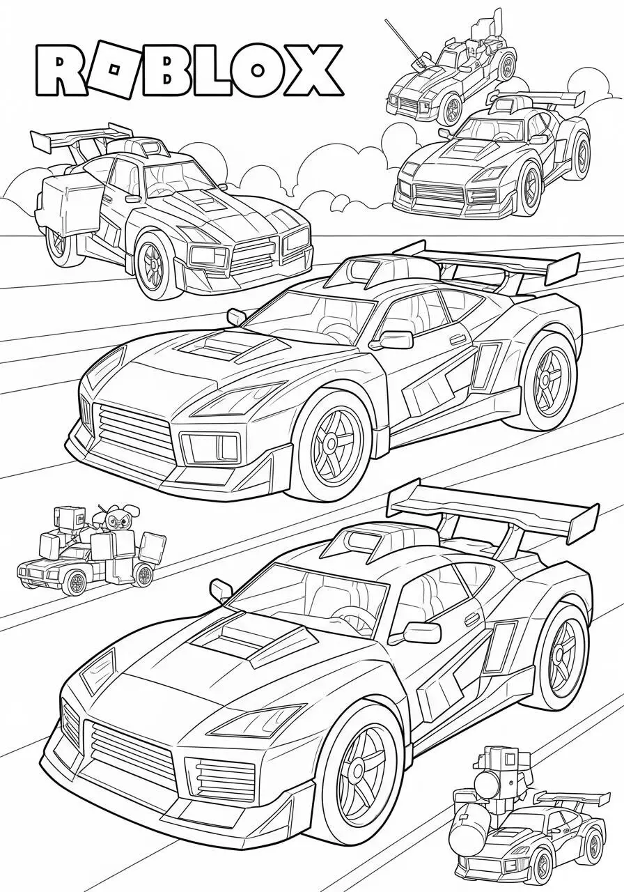 Desenho de Carro de Corrida Roblox para Colorir