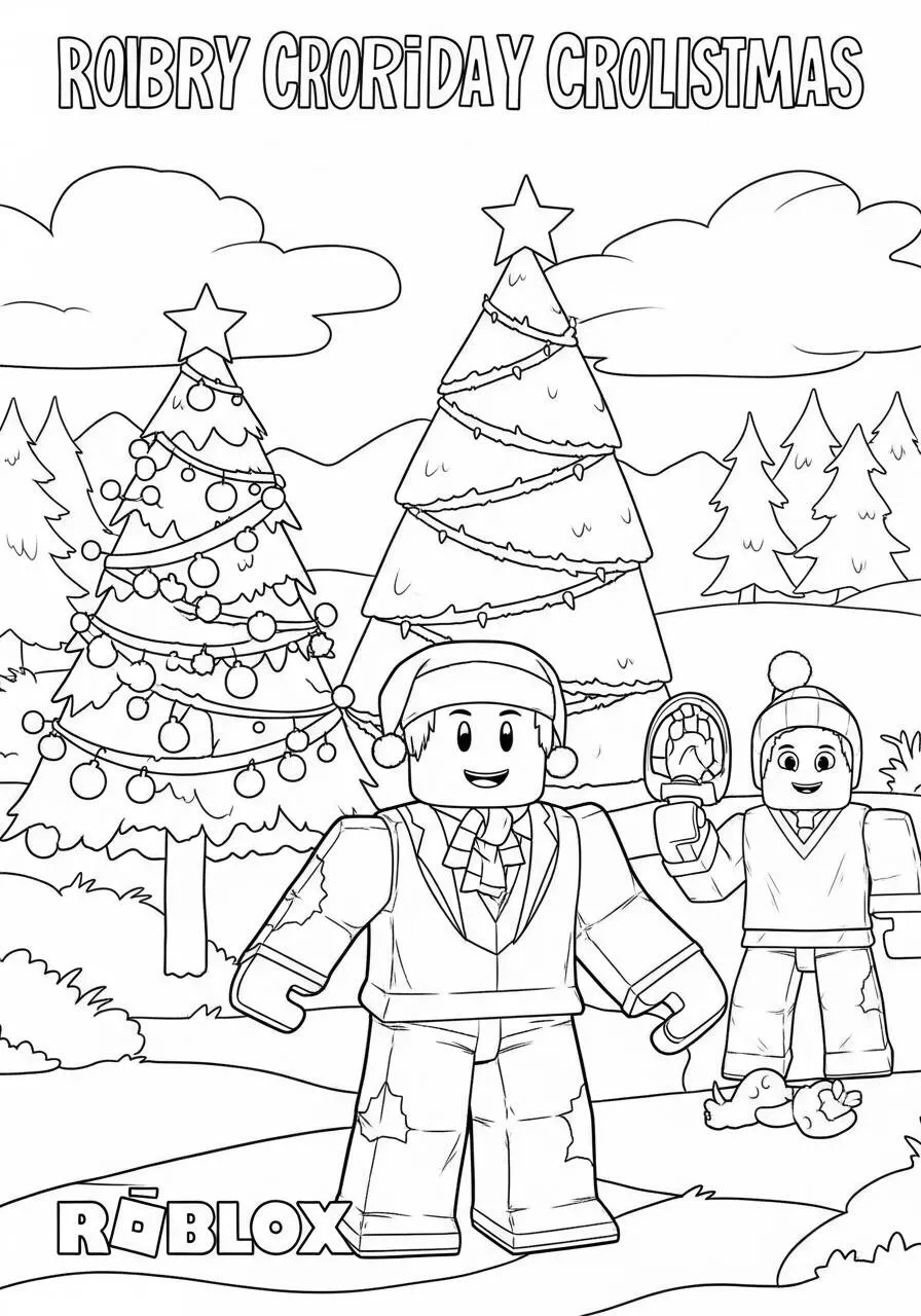 Desenho de Roblox Personagens Natalinos para Colorir