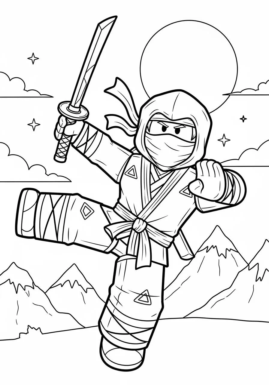 Kolorowanka Roblox Ninja z mieczem