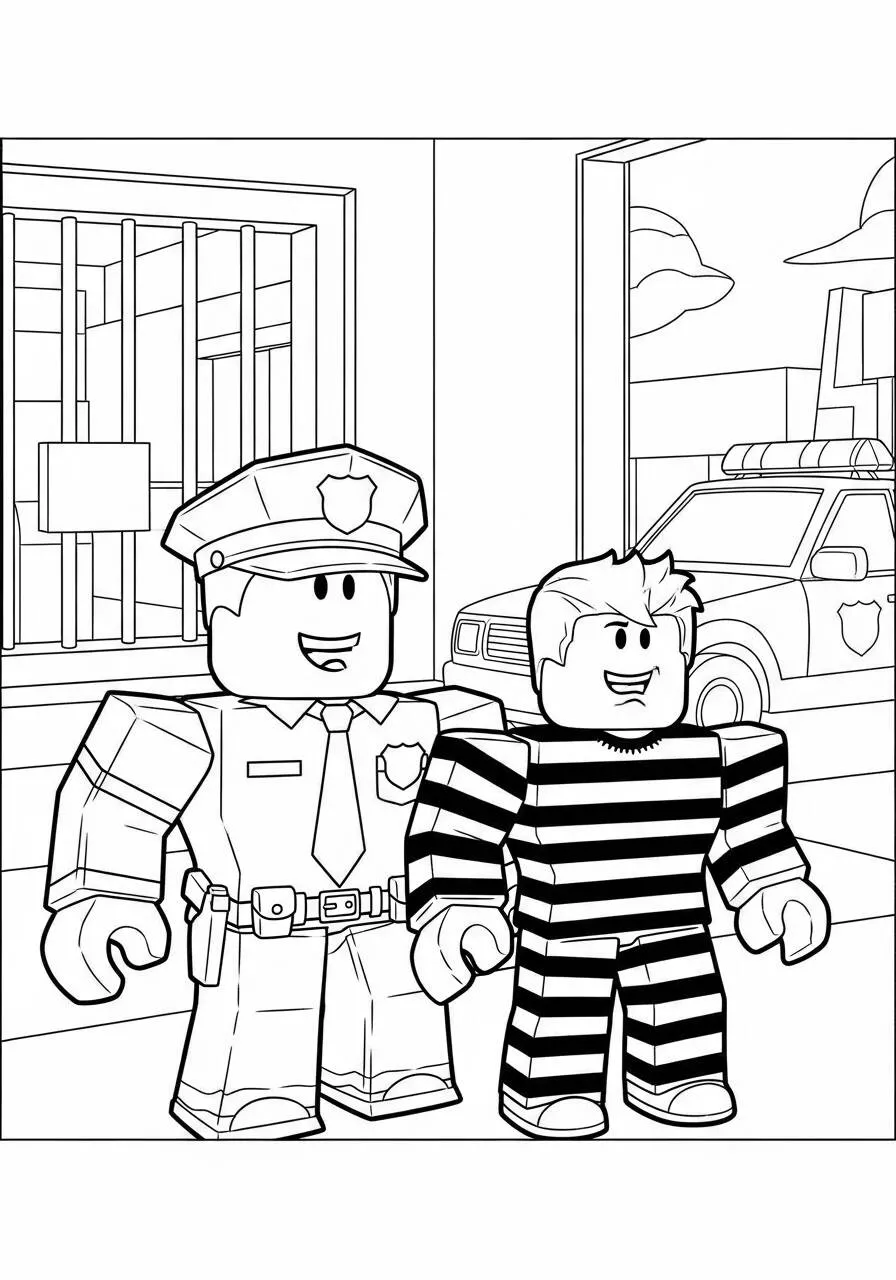 Roblox-Malseite „Polizei und Dieb“.