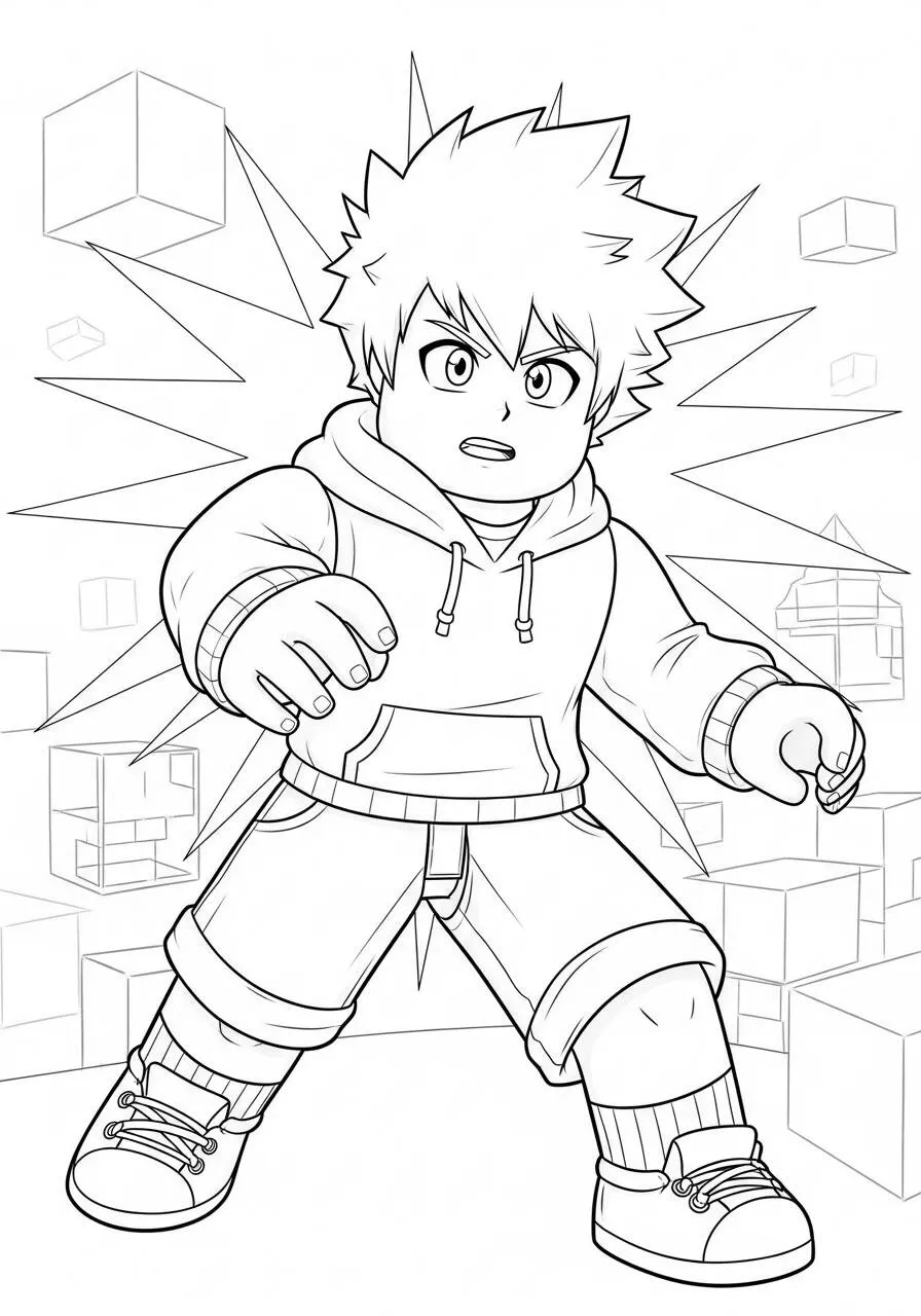 Desenho de Roblox Menino com Cabelo Espetado para Colorir