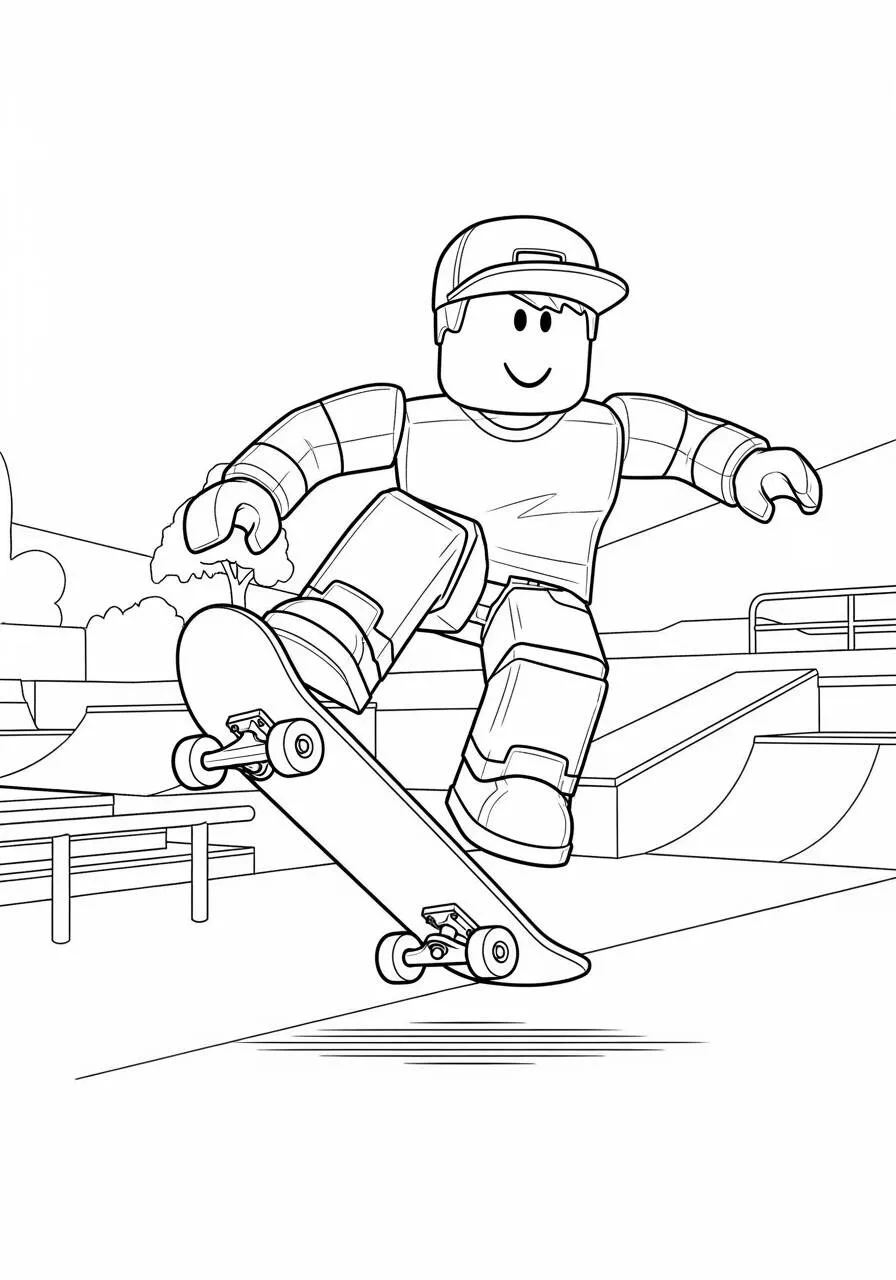 Coloriage Roblox Skateboarder Boy