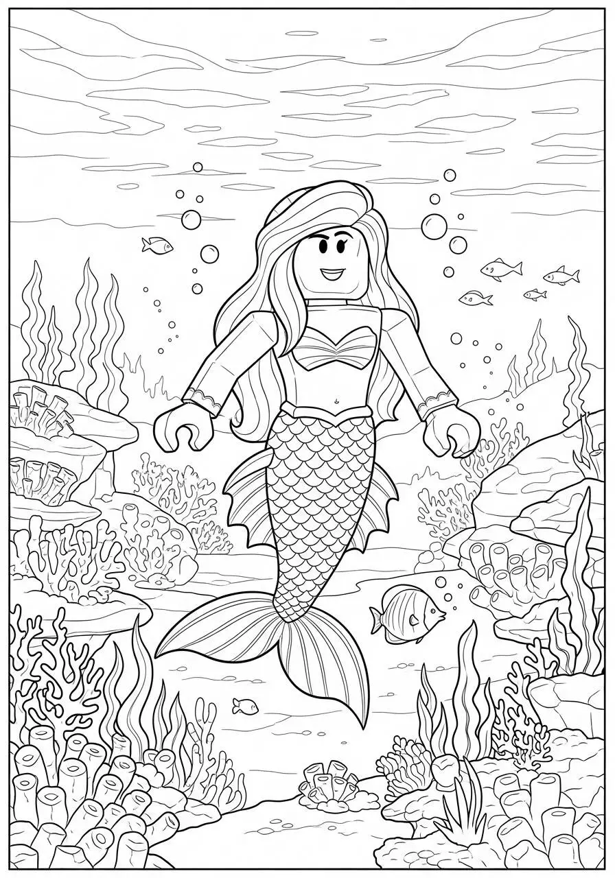 Desenho de Roblox Sereia Aventureira para Colorir