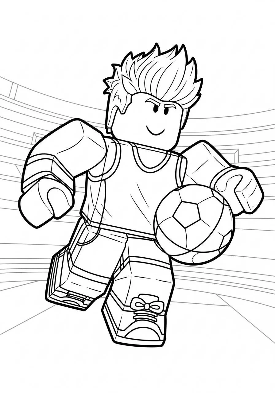Desenho de Roblox Menino Jogando Futebol para Colorir