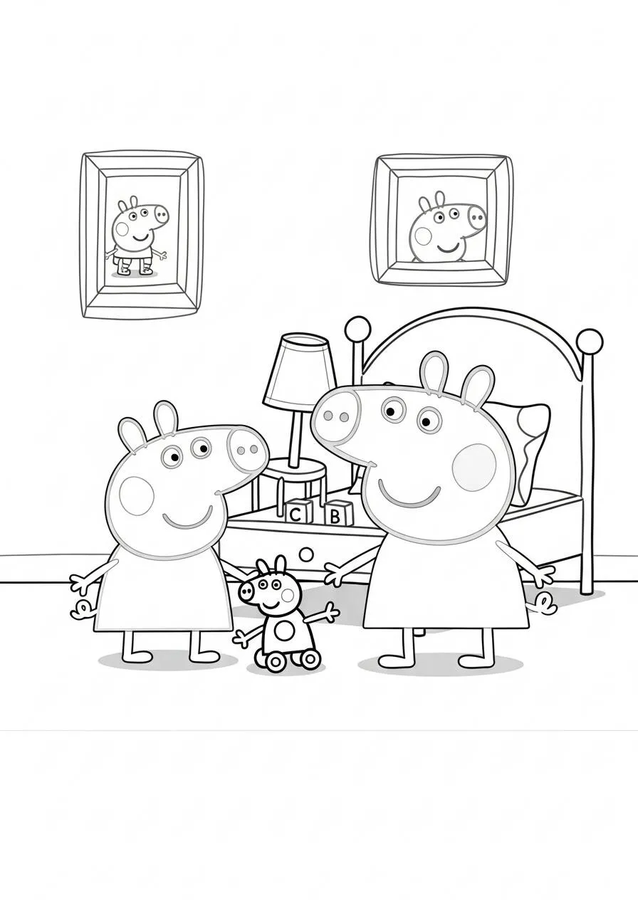 Peppa Pig and George Coloring Page