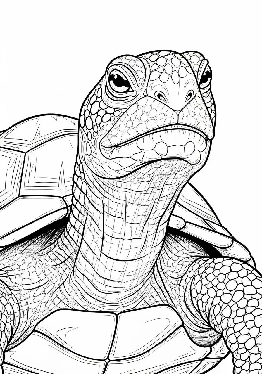 Desenho de Tartaruga Detalhada para Colorir