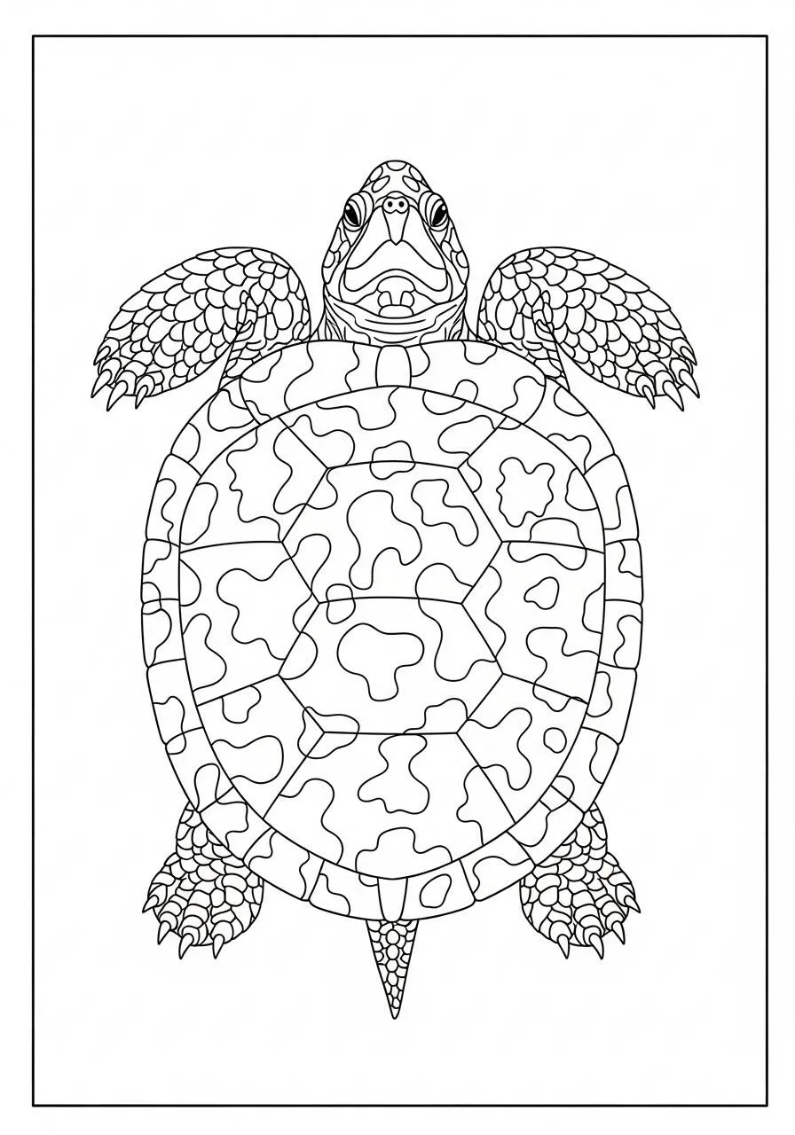 Desenho de Tartaruga de Costas para Colorir