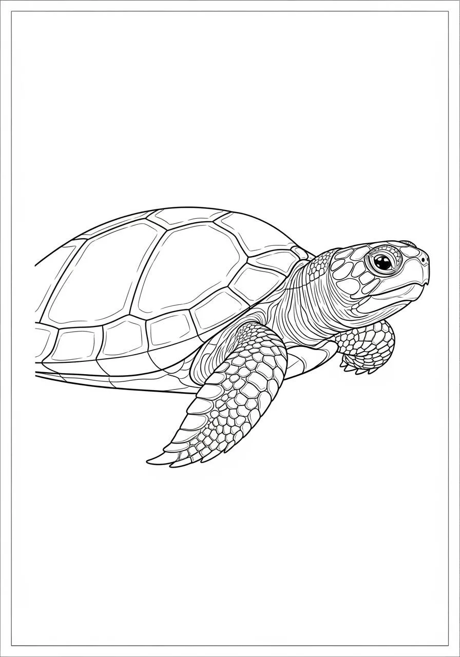 Desenho de Tartaruga Marinha Detalhada para Colorir