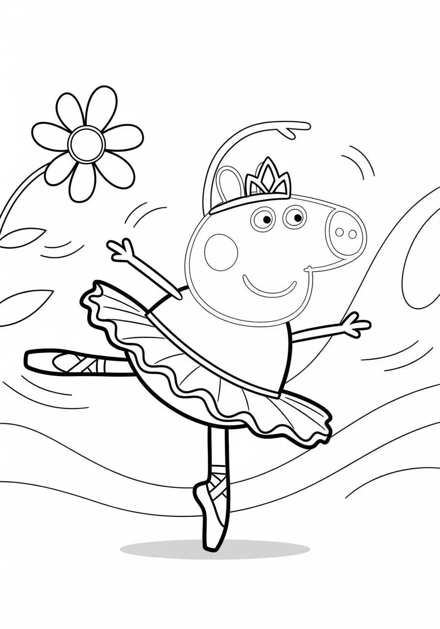 Desenho de Peppa Pig Bailarina para Colorir
