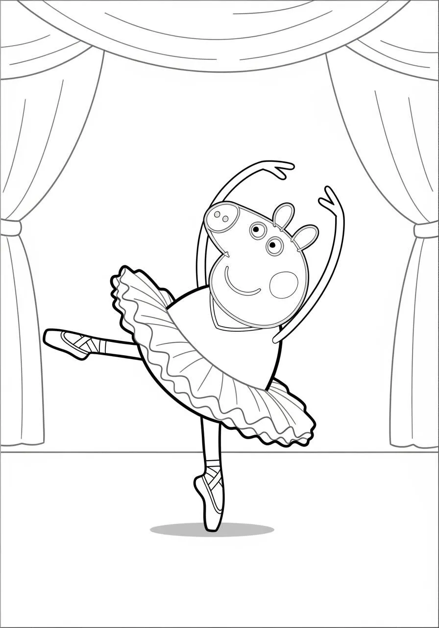 Desenho de Peppa Pig Bailarina para Colorir