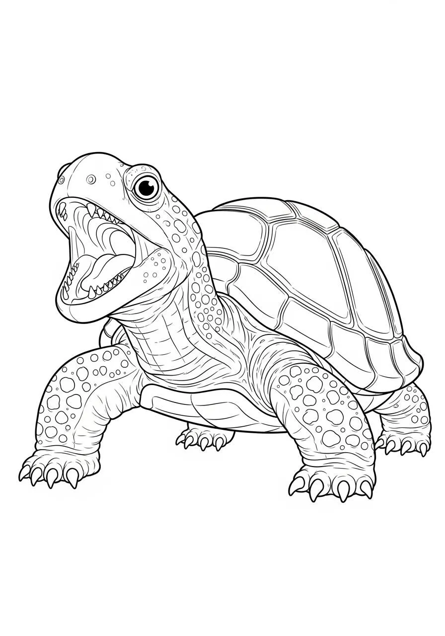 Desenho de Tartaruga com Sorriso para Colorir