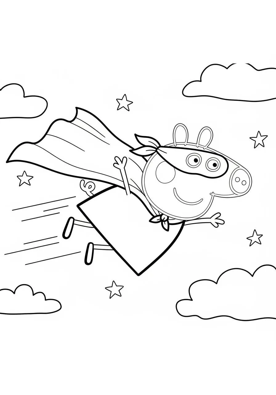 Desenho de Peppa Pig Super Heroína para Colorir