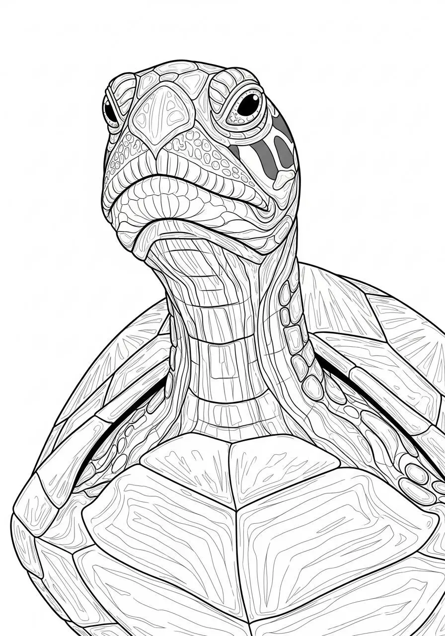 Desenho de Tartaruga Detalhada para Colorir