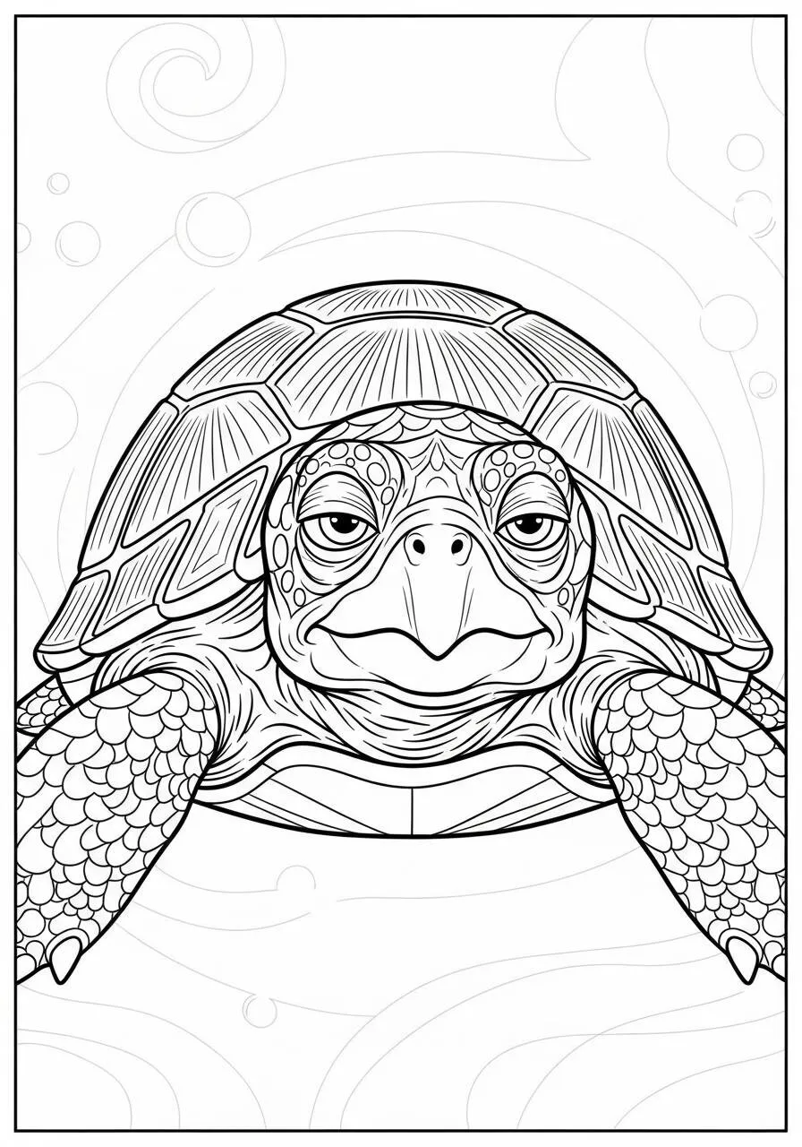 Desenho de Tartaruga Detalhada para Colorir