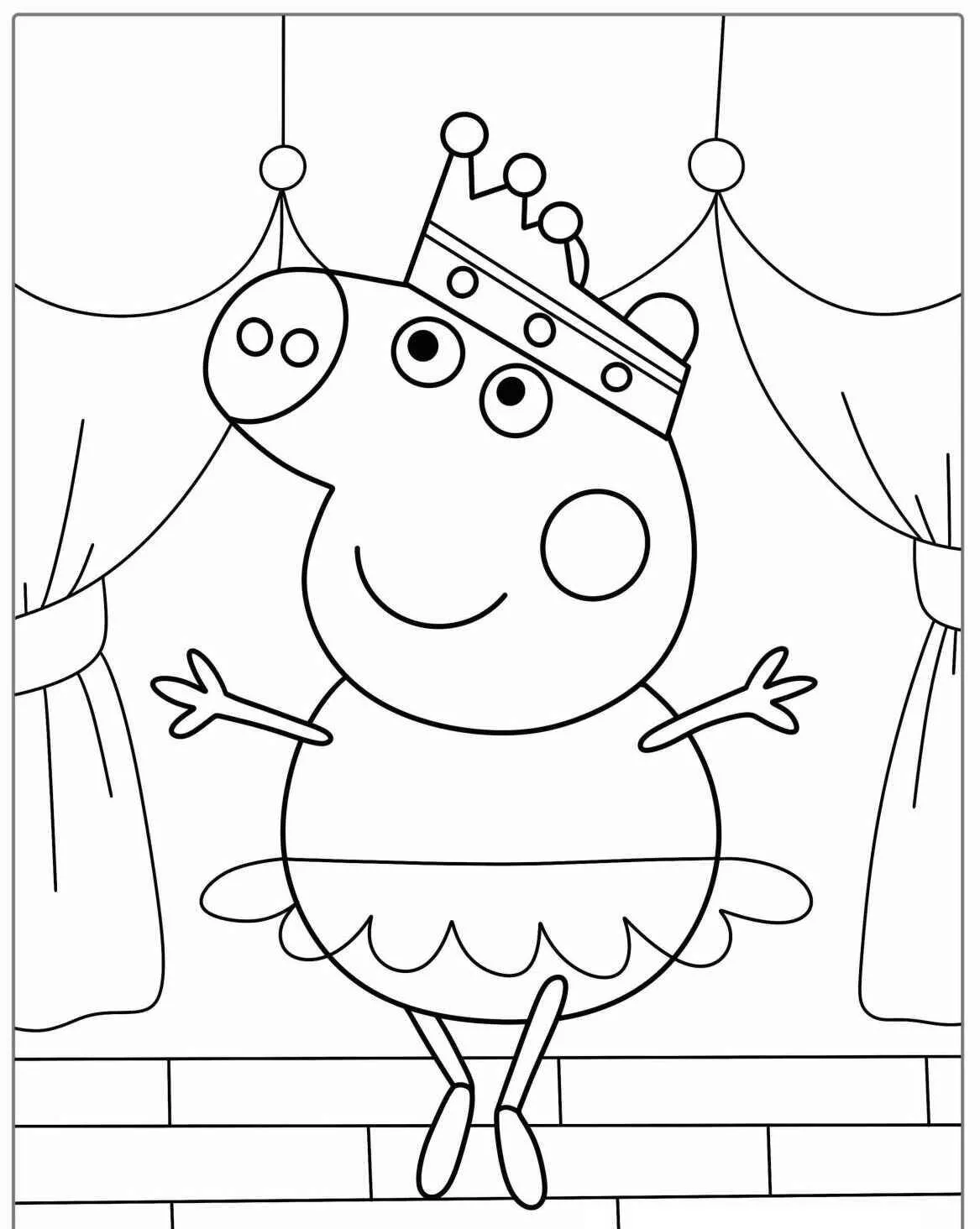 Desenho de Peppa Pig Bailarina para Colorir
