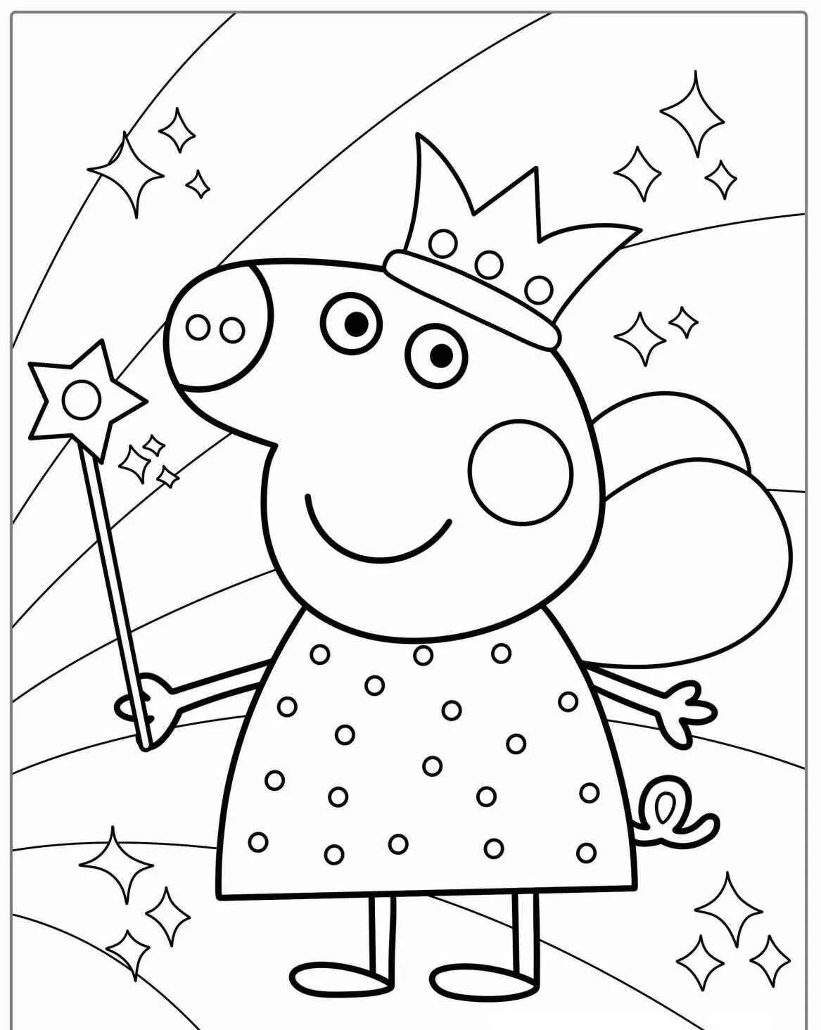 Peppa Pig as Princess Coloring Page