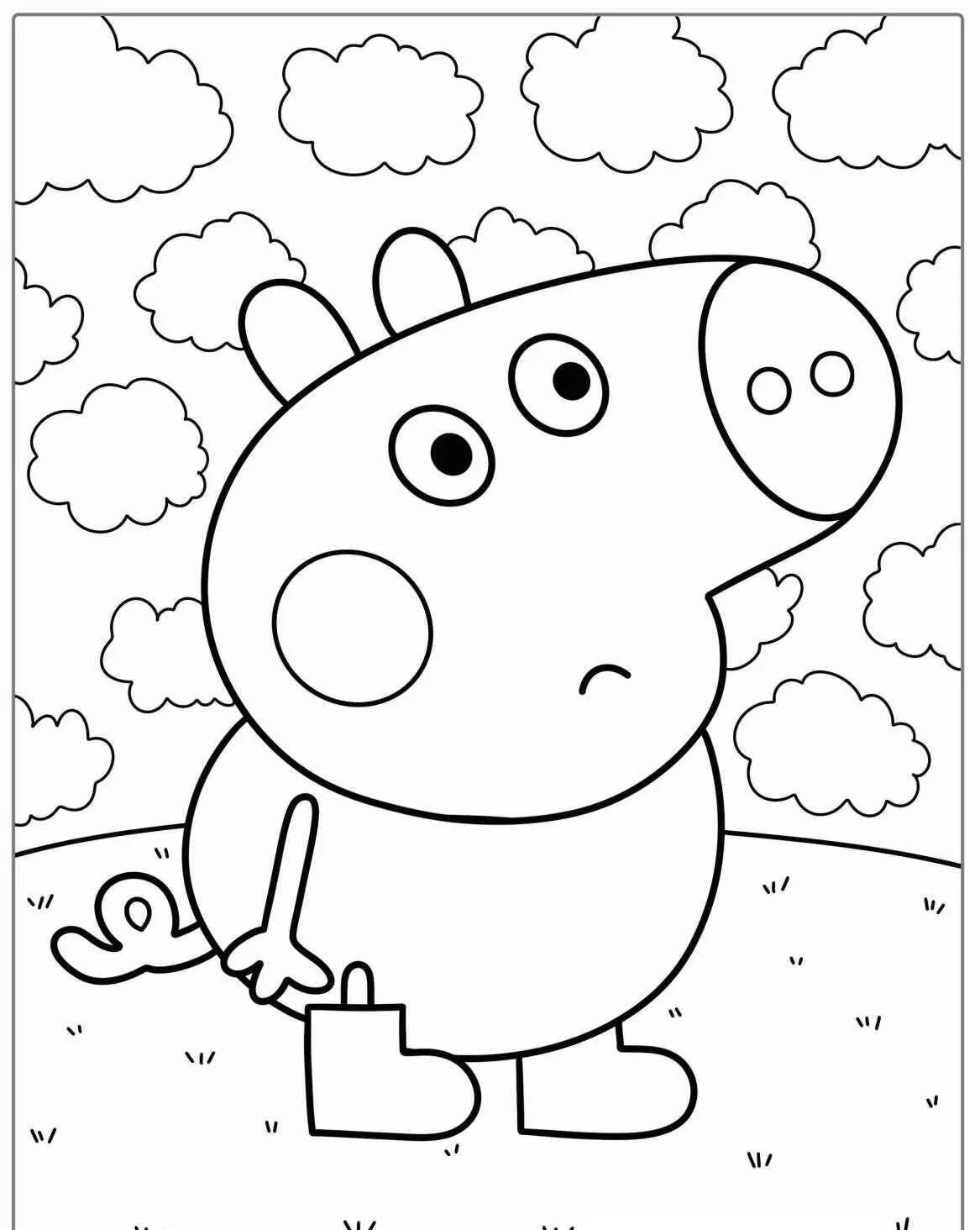 Desenho de Peppa Pig Olhando para o Céu para Colorir