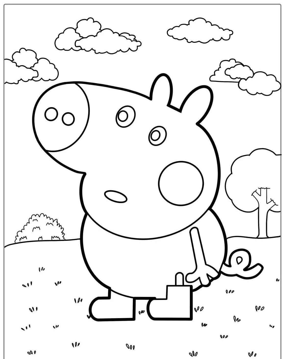 Desenho de Peppa Pig em um Dia de Sol para Colorir