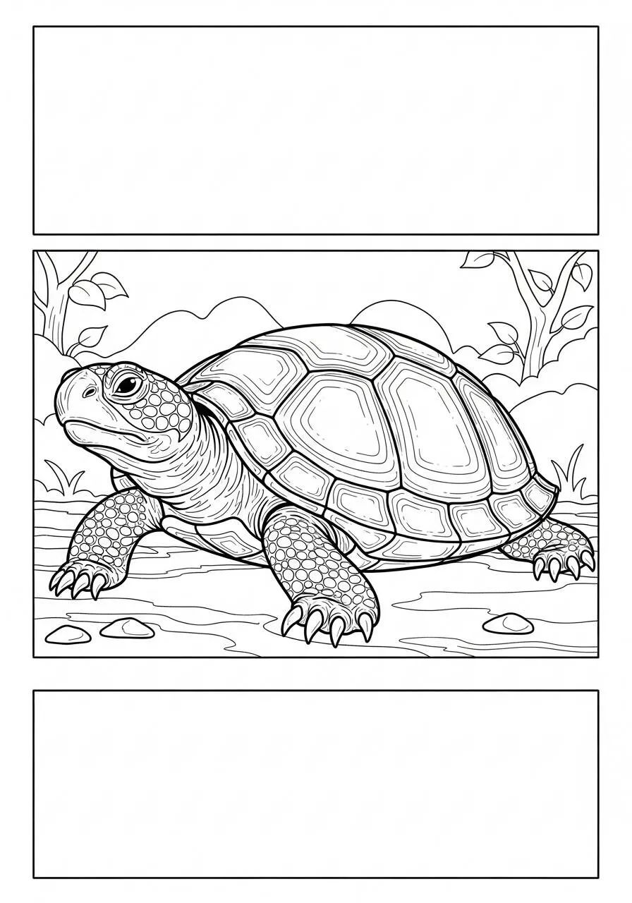 Desenho de Tartaruga na Natureza para Colorir