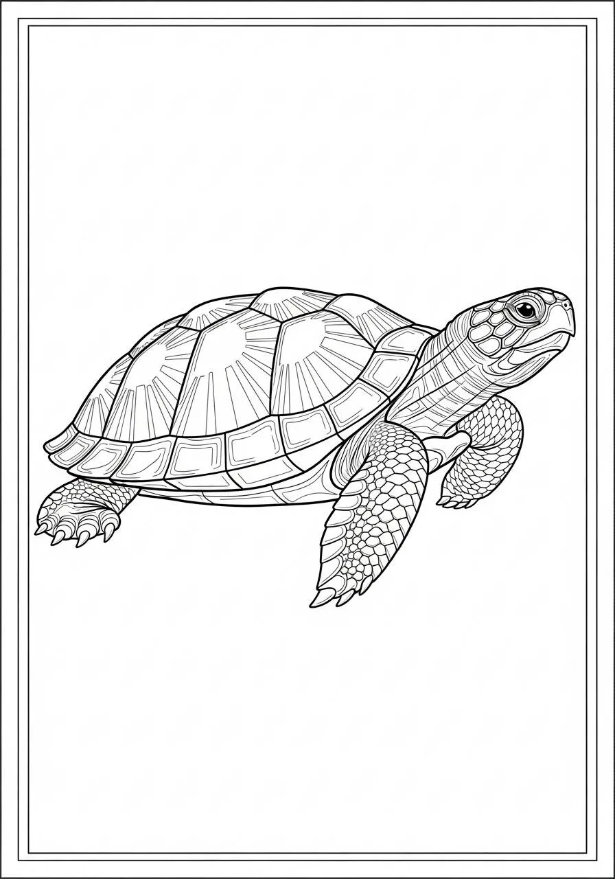 Desenho de Tartaruga Detalhada para Colorir