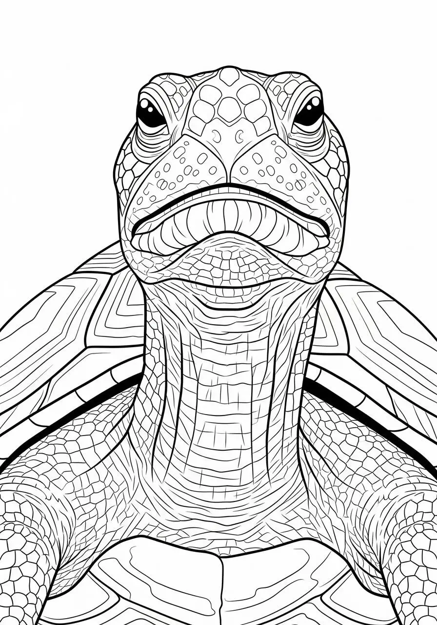 Desenho de Tartaruga Detalhada para Colorir
