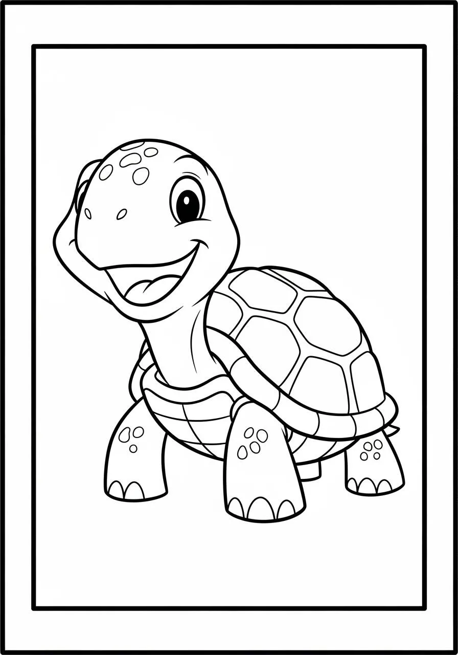 Desenho de Tartaruga Sorridente para Colorir