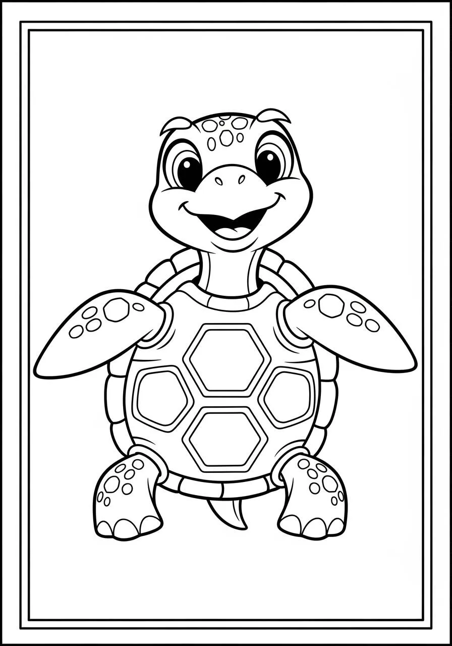 Desenho de Tartaruga Fofa Sorridente para Colorir