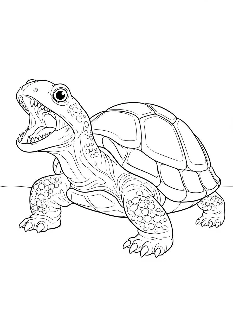 Desenho de Tartaruga Fofa a Sorrir para Colorir
