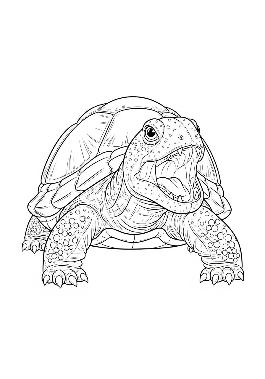 Desenho de Tartaruga com Boca Aberta para Colorir