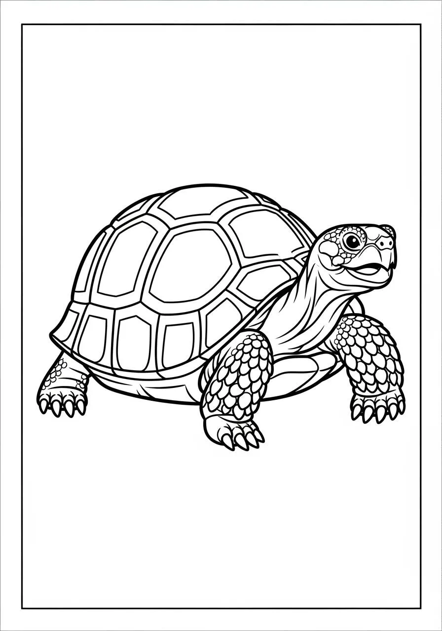Desenho de Tartaruga Detalhada para Colorir