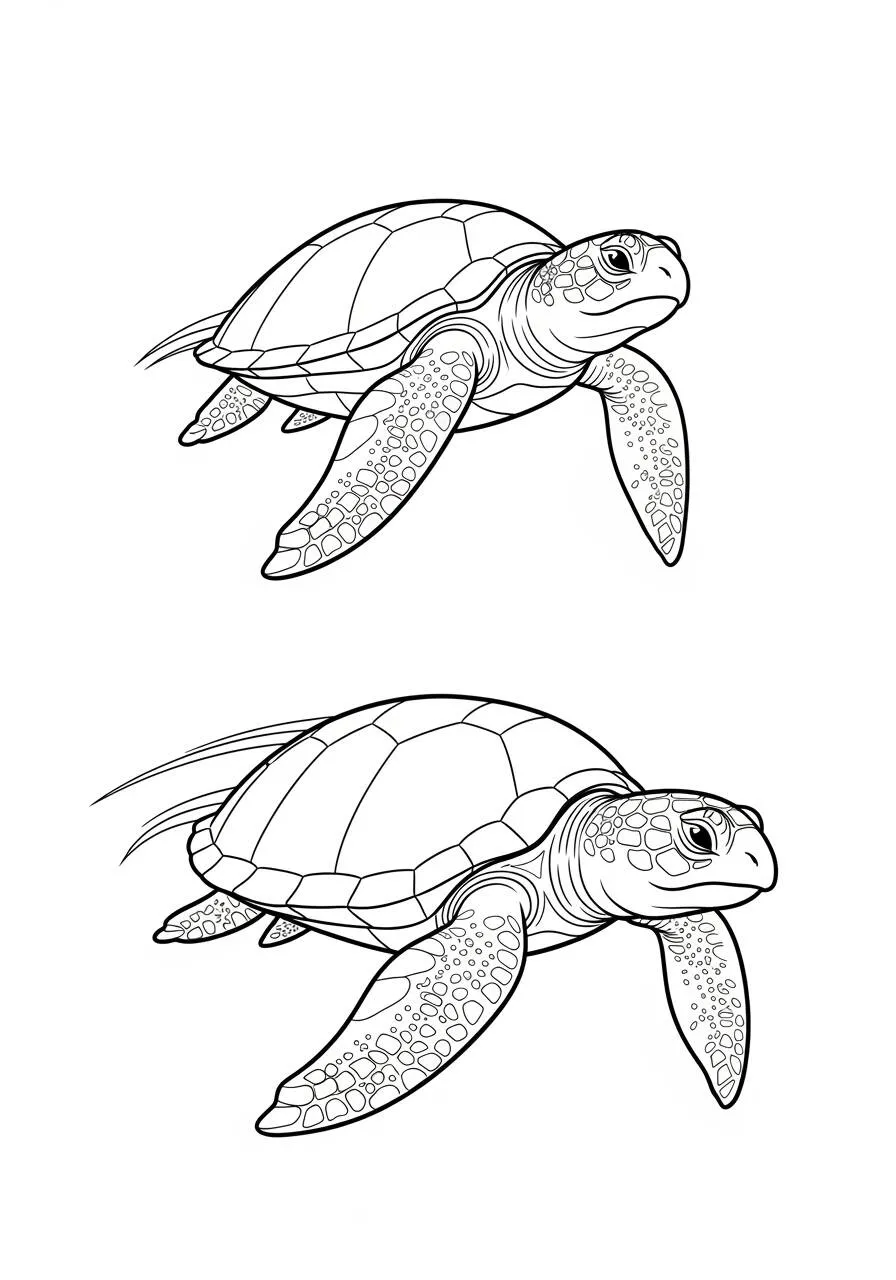 Desenho de Tartaruga Marinha a Nadar para Colorir