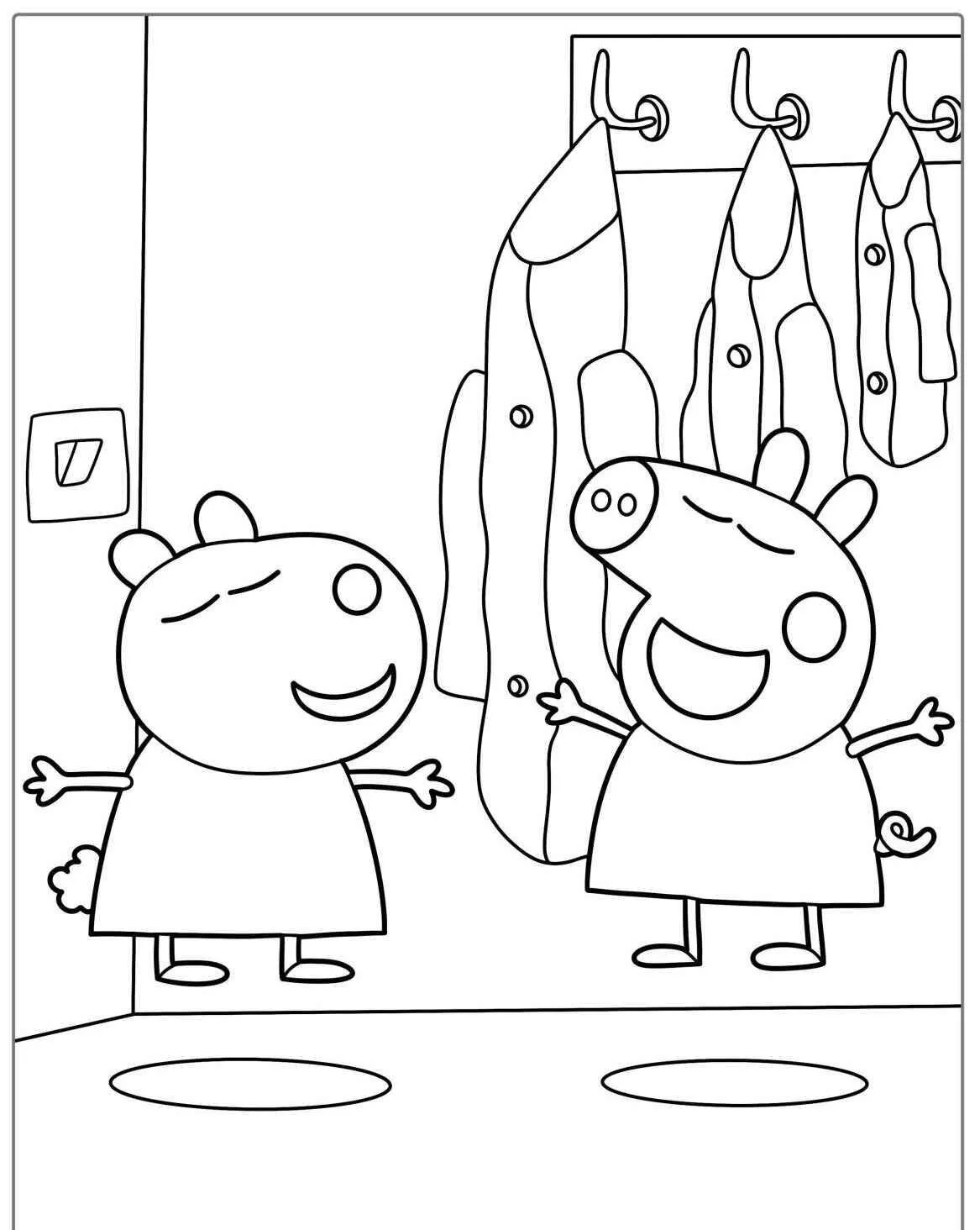 Peppa Pig and Suzy Sheep Coloring Page