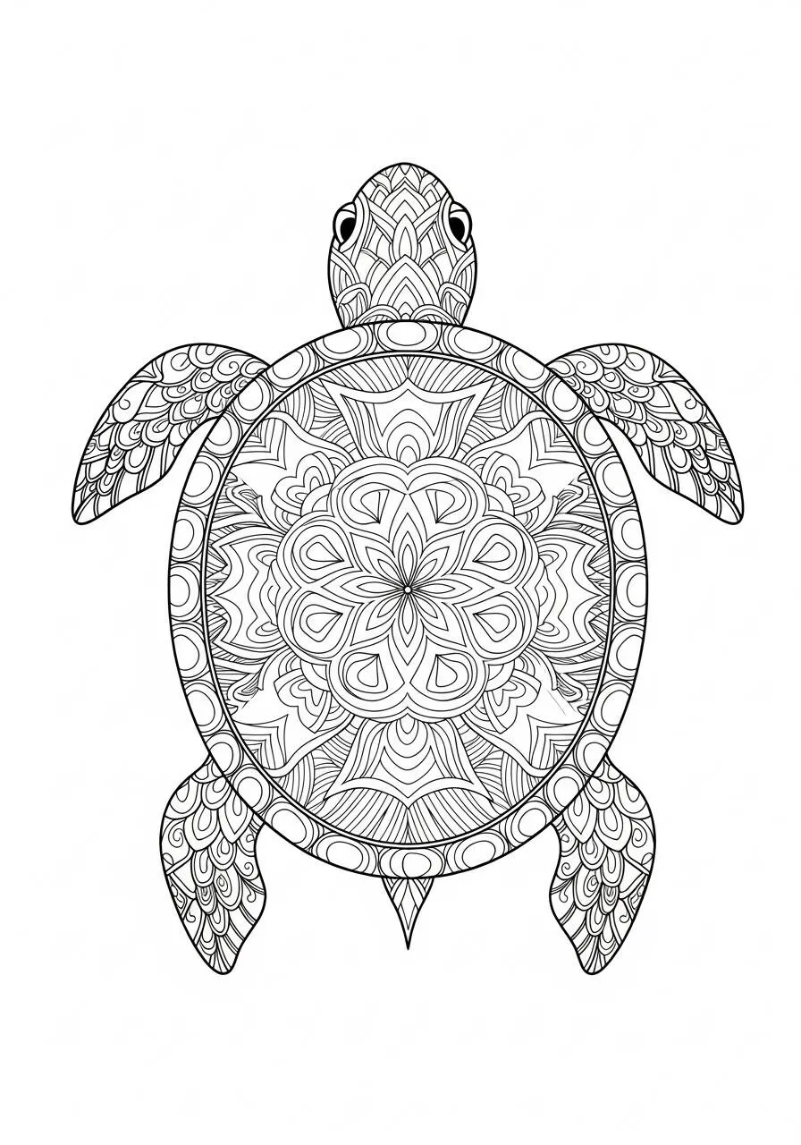 Desenho de Tartaruga Mandala para Colorir