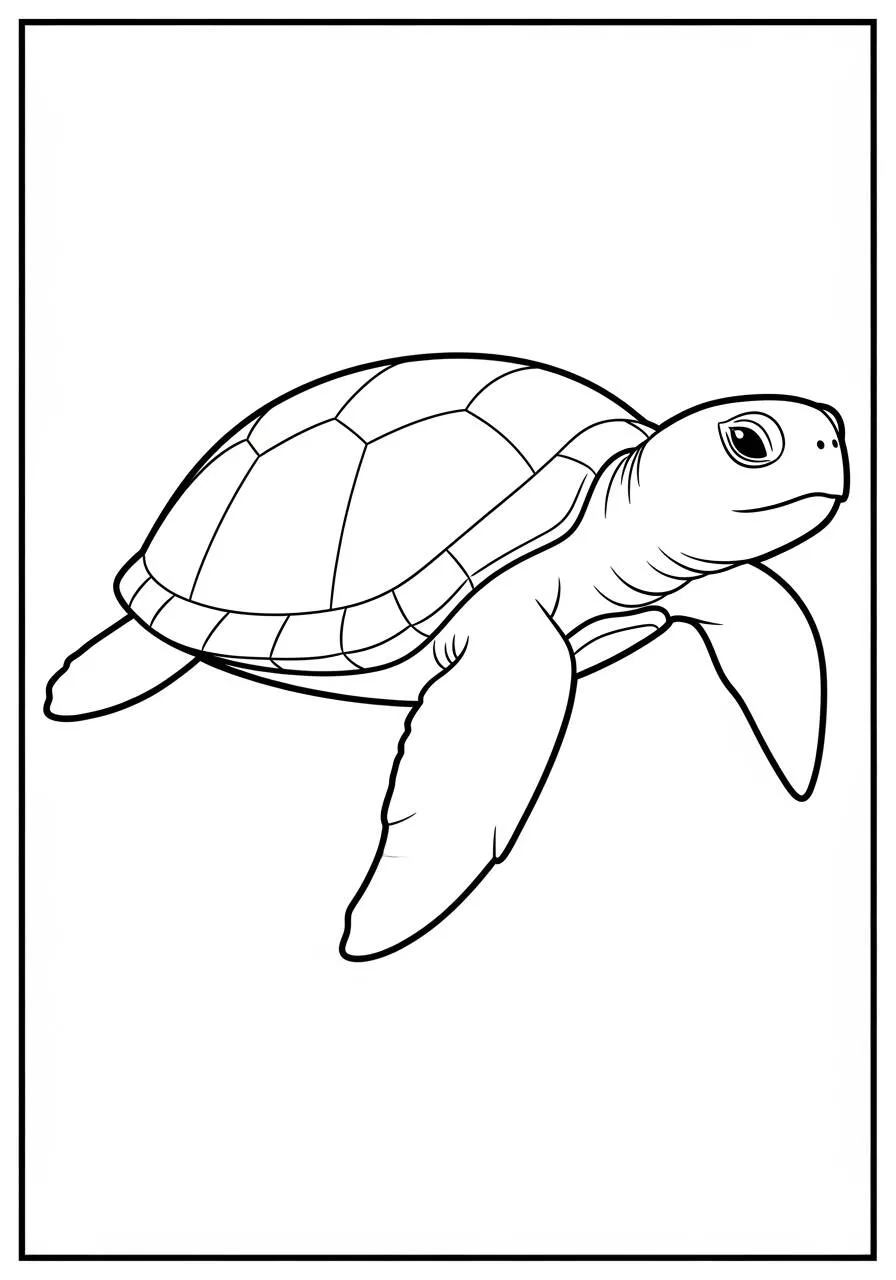 Desenho de Tartaruga Marinha a Nadar para Colorir