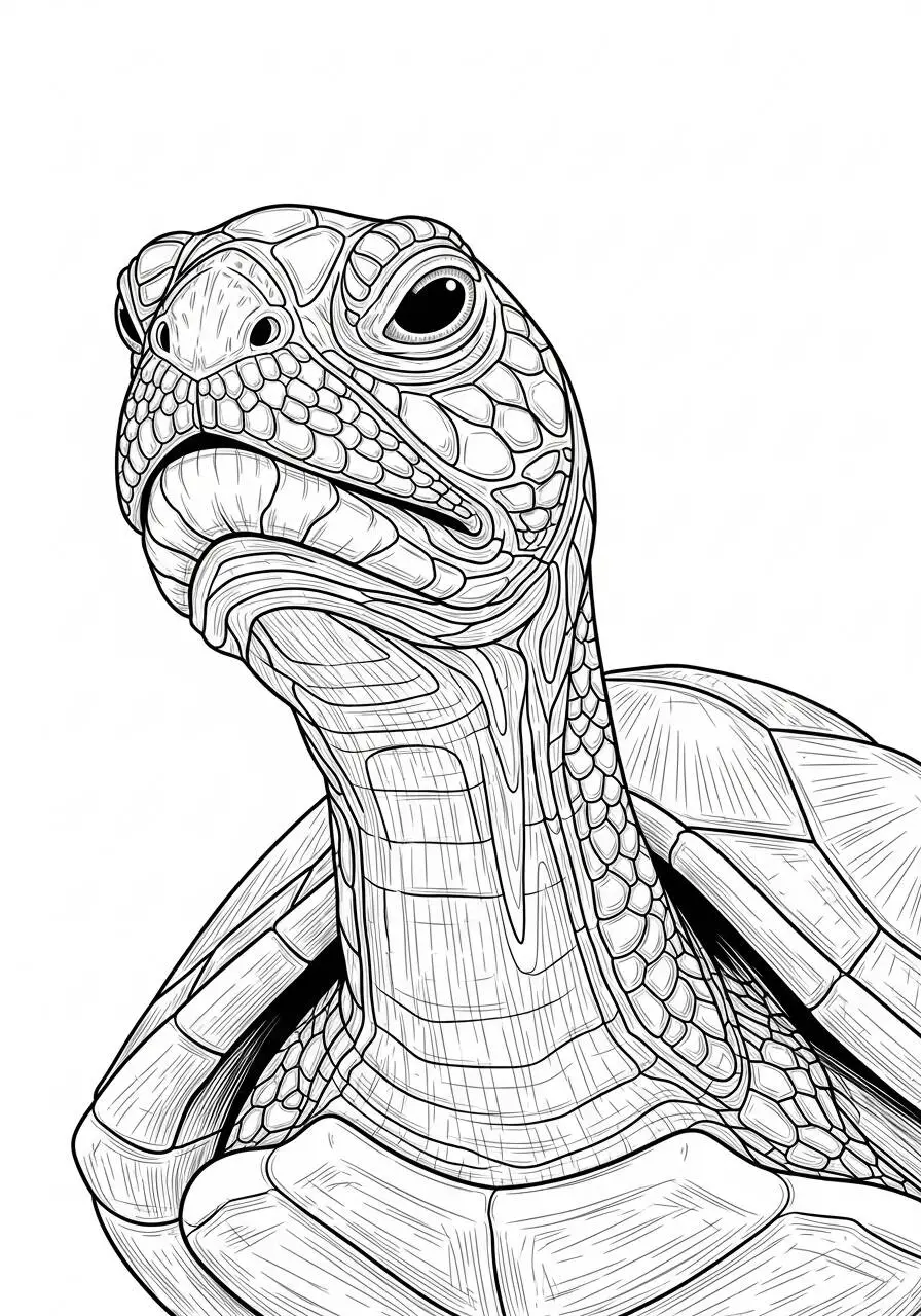Desenho de Tartaruga Detalhada para Colorir