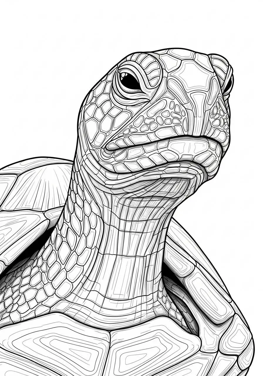 Desenho de Tartaruga Detalhada para Colorir