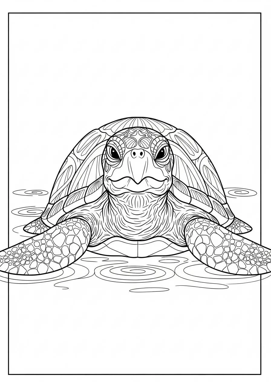 Desenho de Tartaruga Realista para Colorir