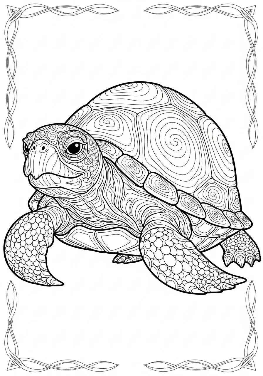 Desenho de Tartaruga Detalhada para Colorir