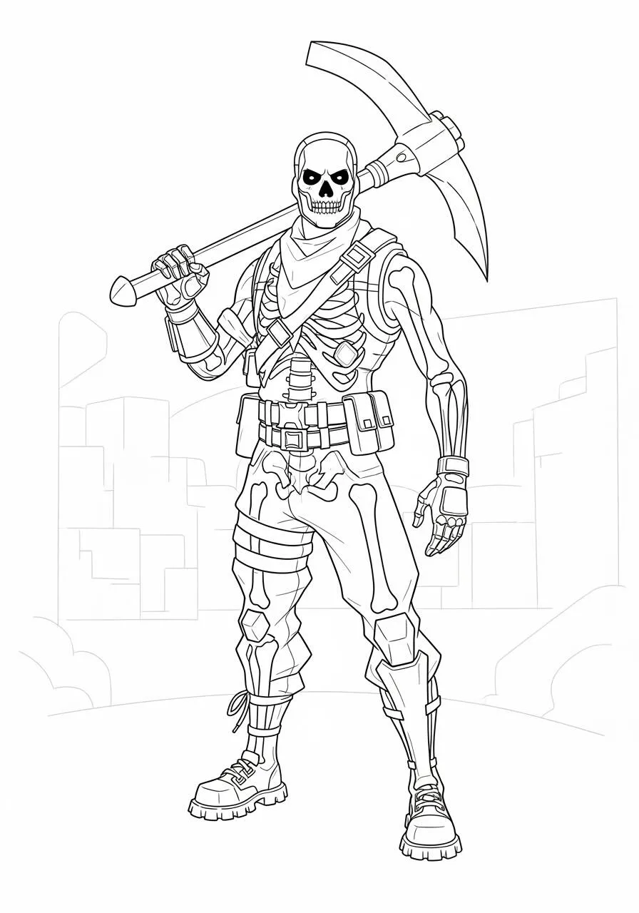 Desenho de Fortnite Skull Trooper para Colorir