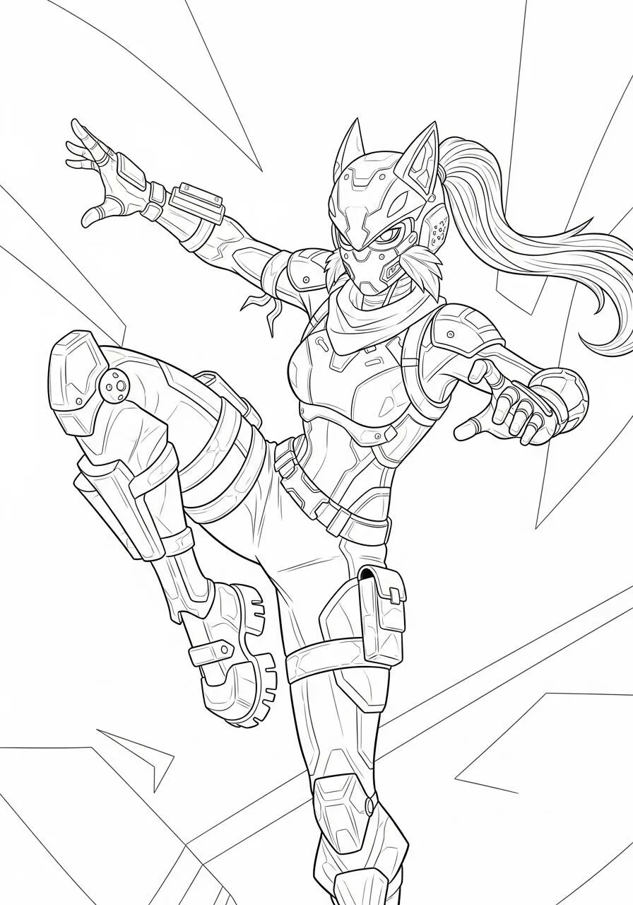 Desenho de Fortnite Pele de Guerreiro Felino para Colorir