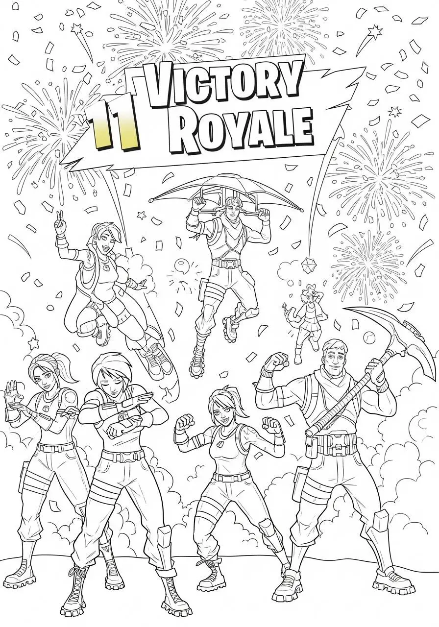 Desenho de Fortnite Vitória Royale para Colorir