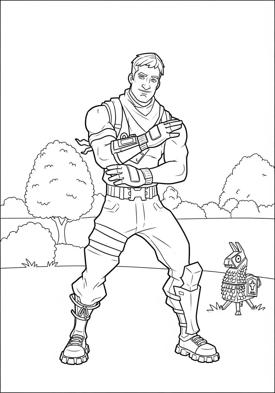 Desenho de Fortnite Personagem Masculino para Colorir