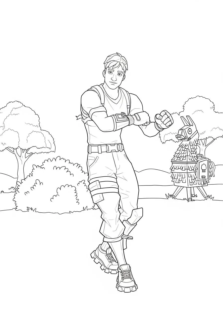 Desenho de Fortnite Personagem Masculino a Dançar para Colorir