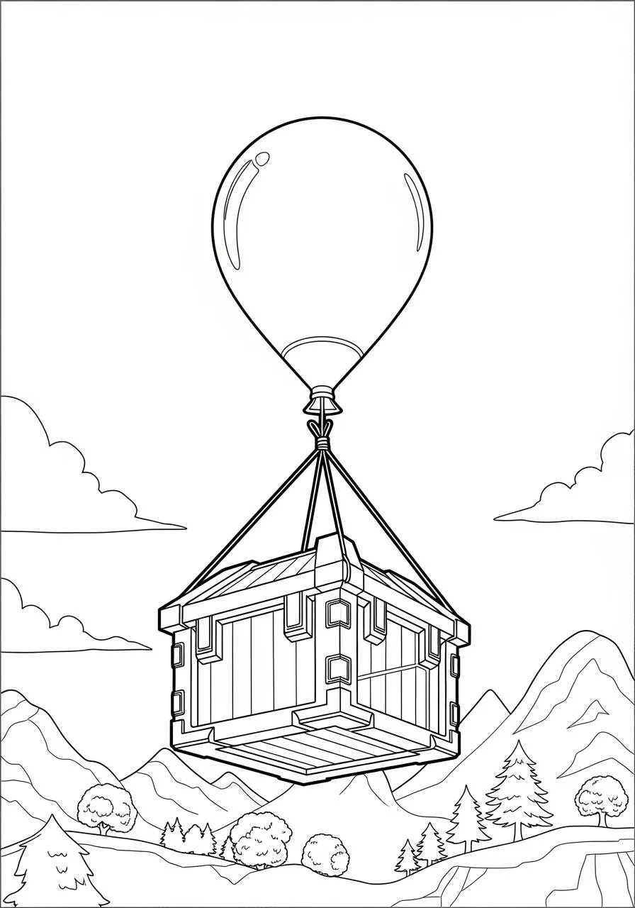 Desenho de Fortnite Carga Suspensa com Balão para Colorir